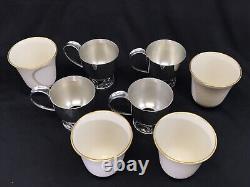 Set of 4 La Paglia International Sterling & Porcelain Demitasse Cups & Saucers