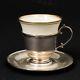 Set Of 4 Lenox Porcelain & Sterling Silver Demitasse Espresso Cup & Saucer Set