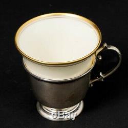 Set of 4 Lenox Porcelain & Sterling Silver Demitasse Espresso Cup & Saucer Set