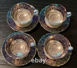 Set of 4 Paragon Demitasse Cup And Saucer Cobalt/ Gold- Excellent Condition