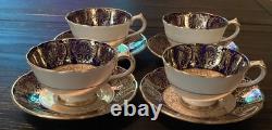 Set of 4 Paragon Demitasse Cup And Saucer Cobalt/ Gold- Excellent Condition