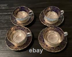 Set of 4 Paragon Demitasse Cup And Saucer Cobalt/ Gold- Excellent Condition