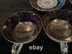 Set of 4 Paragon Demitasse Cup And Saucer Cobalt/ Gold- Excellent Condition