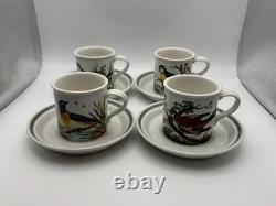 Set of 4 Portmeirion BIRDS OF BRITAIN Multi-Motif Demitasse Cups & Saucers