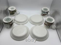 Set of 4 Portmeirion BIRDS OF BRITAIN Multi-Motif Demitasse Cups & Saucers