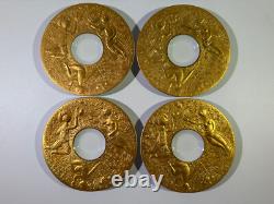 Set of 4 Rosenthal Magic Flute Gold Demitasse Cups & Saucers Bjorn Wiinblad Zaub