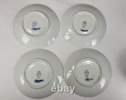 Set of 4 Royal Copenhagen BLUE FLUTED PLAIN Demitasse Cup & Saucer Sets 054/055