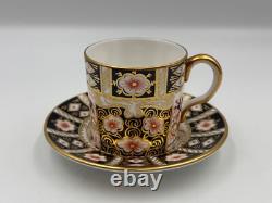 Set of 4 Royal Crown Derby Bone China TRADITIONAL IMARI Demitasse Cups & Saucers