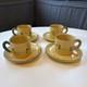 Set Of 4 Terre E Provence Demitasse Cups And Saucers Yellow Rare Rustic French