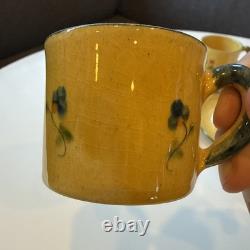 Set of 4 Terre e Provence Demitasse Cups and Saucers Yellow Rare Rustic French