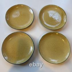 Set of 4 Terre e Provence Demitasse Cups and Saucers Yellow Rare Rustic French