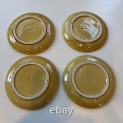 Set of 4 Terre e Provence Demitasse Cups and Saucers Yellow Rare Rustic French
