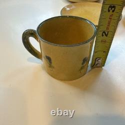 Set of 4 Terre e Provence Demitasse Cups and Saucers Yellow Rare Rustic French