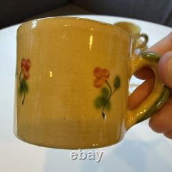 Set of 4 Terre e Provence Demitasse Cups and Saucers Yellow Rare Rustic French