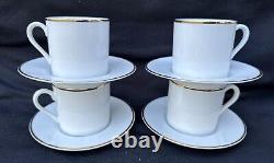 Set of 4 Tiffany & Co. Demitasse Espresso Cups & Saucers Gold Rim