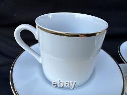 Set of 4 Tiffany & Co. Demitasse Espresso Cups & Saucers Gold Rim