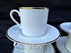 Set of 4 Tiffany & Co. Demitasse Espresso Cups & Saucers Gold Rim