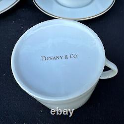 Set of 4 Tiffany & Co. Demitasse Espresso Cups & Saucers Gold Rim