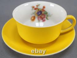 Set of 4 Victoria Austria Solid Color Floral Demitasse Cups & Saucers 1919-1945