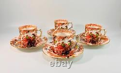 Set of 4 Vintage 1946 Royal Crown Derby ROYAL Demitasse Cups & Saucers RARE