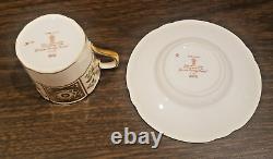 Set of 4 Vintage Royal Crown Green Derby Panel China Demitasse Cups & Saucers