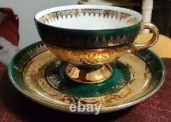 Set of 4 Vintage Rudolf Wachter (Germany) Gold Trimmed Demitasse Cups & Saucers