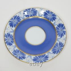 Set of 5 Arabia Finland Sinikka Ceramic Blue Floral Demitasse Cups and Saucers