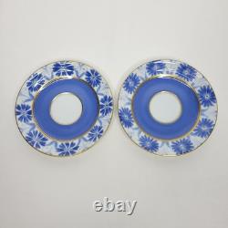 Set of 5 Arabia Finland Sinikka Ceramic Blue Floral Demitasse Cups and Saucers