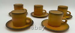 Set of 5 Demitasse Cups & Saucers Ombre Hand Painted Palceramic Pottery Israel