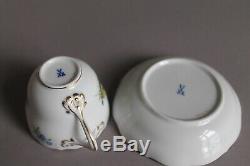 Set of 5 Demitasse Cups Saucers Plates 1st Meissen Colourful Scattered Flowers