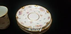 Set of 5 GDA Limoges Multicolor Flowers&Gold Trim Demitasse Cups&Saucers