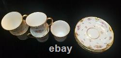 Set of 5 GDA Limoges Multicolor Flowers&Gold Trim Demitasse Cups&Saucers