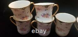 Set of 5 GDA Limoges Multicolor Flowers&Gold Trim Demitasse Cups&Saucers