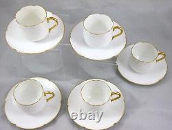 Set of 5 Japanese Noritake Okura Porcelain, Gold Line, Demitasse Cups & Saucers