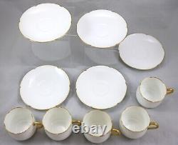 Set of 5 Japanese Noritake Okura Porcelain, Gold Line, Demitasse Cups & Saucers