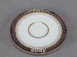 Set of 5 Royal Doulton WEG Monogram Gold Beaded Cobalt Demitasse Cups & Saucers