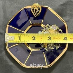 Set of 5 Royal Linoj Seckin Limoges Cobalt Blue 24K Gold Demitasse Cups Saucers