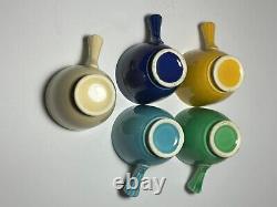 Set of 5 Vintage Fiestaware Stick Handle Demitasse Cup and Saucers