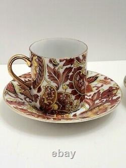 Set of 6 Arnart 5th Ave Royal Paisley Demitasse Cups & Saucers + 8 Demi Spoons