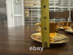Set of 6 Atlas Satin Gold 22 Karat Gold Demitasse Teacups and Saucers