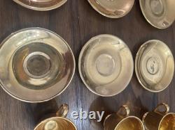 Set of 6 Atlas Satin Gold 22 Karat Gold Demitasse Teacups and Saucers