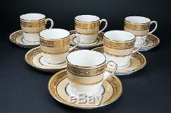Set of 6 Beautiful Antique Cauldon Demitasse Cups and Saucers 7537
