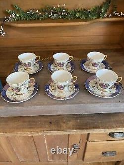 Set of 6 Cabinet Ware Demitasse Cups/Saucers Original Box Lusterware Fragonard