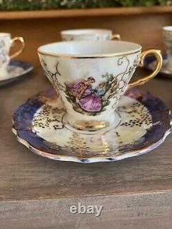 Set of 6 Cabinet Ware Demitasse Cups/Saucers Original Box Lusterware Fragonard