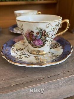 Set of 6 Cabinet Ware Demitasse Cups/Saucers Original Box Lusterware Fragonard