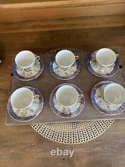 Set of 6 Cabinet Ware Demitasse Cups/Saucers Original Box Lusterware Fragonard