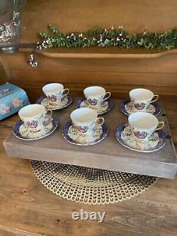 Set of 6 Cabinet Ware Demitasse Cups/Saucers Original Box Lusterware Fragonard