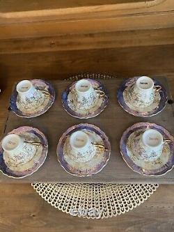 Set of 6 Cabinet Ware Demitasse Cups/Saucers Original Box Lusterware Fragonard