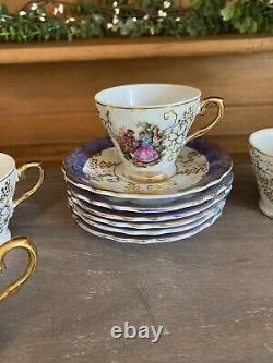 Set of 6 Cabinet Ware Demitasse Cups/Saucers Original Box Lusterware Fragonard