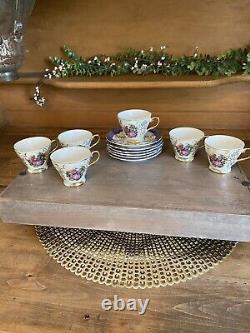 Set of 6 Cabinet Ware Demitasse Cups/Saucers Original Box Lusterware Fragonard
